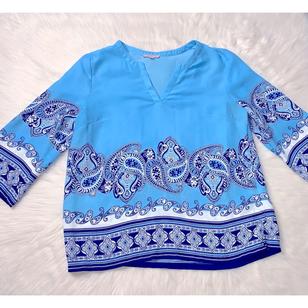 Saint Tropez West Blue&White Paisley Print Blouse